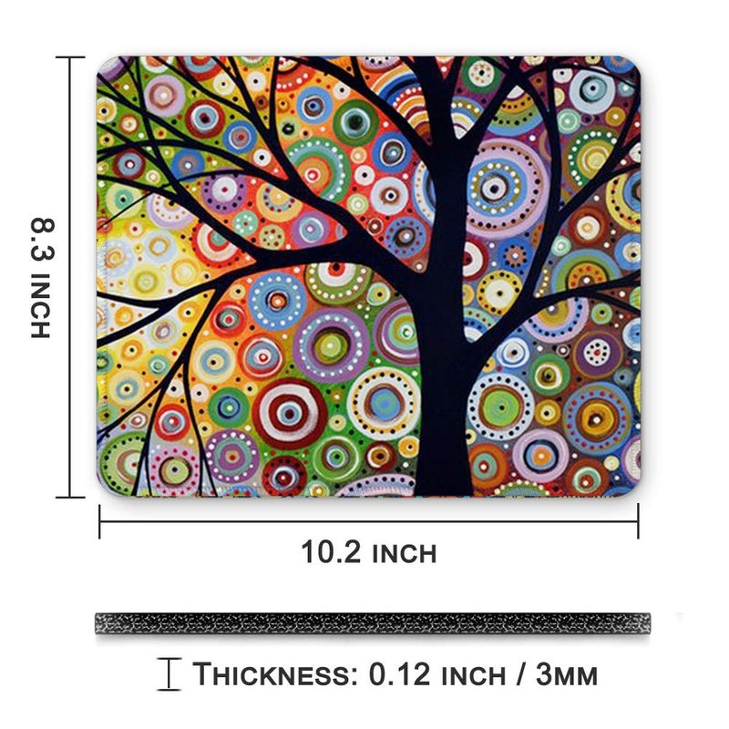 BOSOBO Mouse Pad, Custom Tree of Life Mouse Mat, Small Gaming Mouse Pad for Women and Men, Waterproof Office Mousepad, Non-Slip Rubber Base, Stitched Edge, Rectangle 10.2 x 8.3 x 0.12 Inch - Image 3
